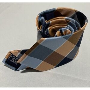 Stafford Mens Neck tie Orange Blue Plaid‎ Business Work Career Preppy Office